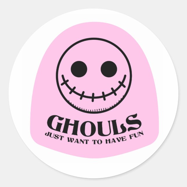 Adesivo Redondo Ghouls só quer se divertir (Frente)