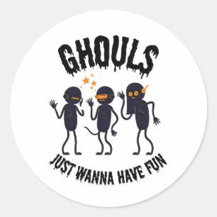 Adesivo Redondo Ghouls Só Quer Se Divertir - Vestido De Halloween