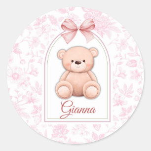 Adesivo Redondo Gianna Design de Enfermeiro de Urso Rosa Persona