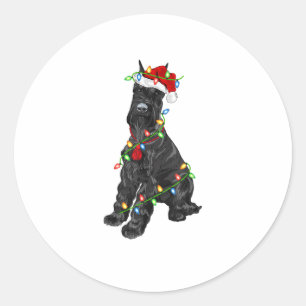 Adesivo Redondo Giant Schnauzer Lover Xmas Papais noeis Giant Schn