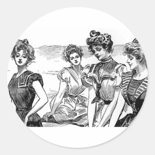 Adesivo Redondo Gibson Girls na Praia (Frente)