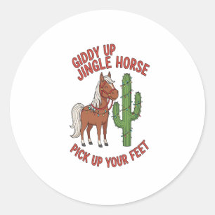 Adesivo Redondo Giddy Up Jingle Horse Pegar Seus Pés