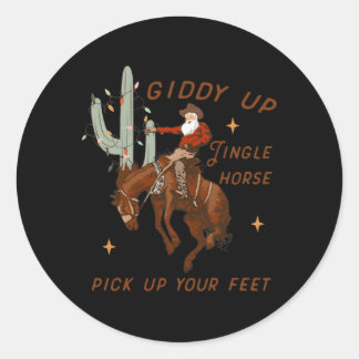 Adesivo Redondo Giddy Up Jingle Horse Pegar Sua Vaca De Pés