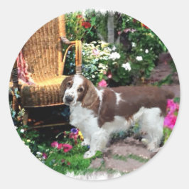 Adesivo Redondo Gifes de Arte do Welsh Springer Spaniel