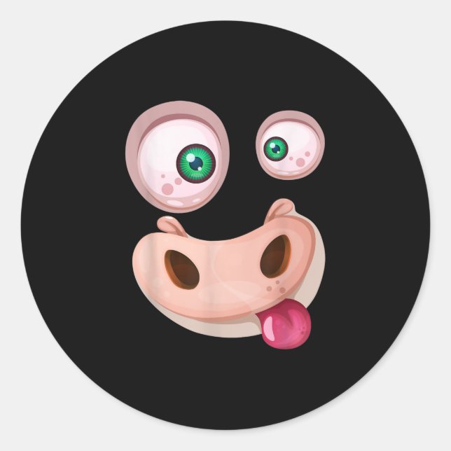 Adesivo Redondo Gifeta Monstro Engraçado Rosto no Dia das Bruxas (Frente)