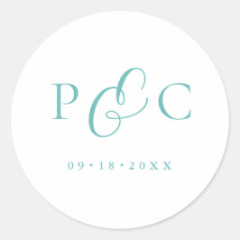 Adesivo Redondo Gift Box Blue Wedding Calligraphy Envelope Sticker