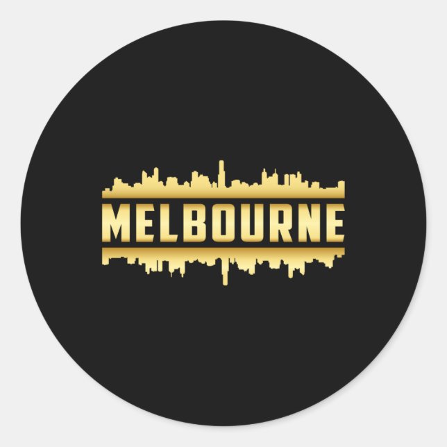 Adesivo Redondo Gift da cidade de Melbourne Austrália Skyline City (Frente)