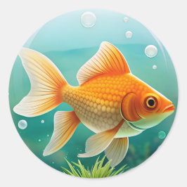 Adesivo Redondo Gift do Lover de Peixe Goldgrado