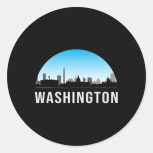 Adesivo Redondo Gift do Skyline Funny da cidade de Washington
