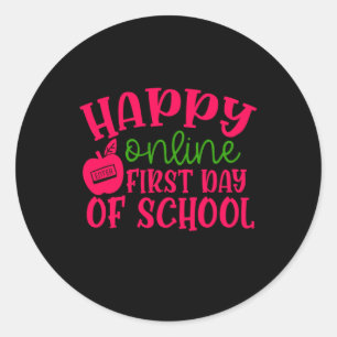Adesivo Redondo Gifts Teacher Happy Online First Day Of School