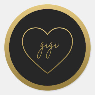 Adesivo Redondo Gigi Elegante Ouro Gradient Heart Gift