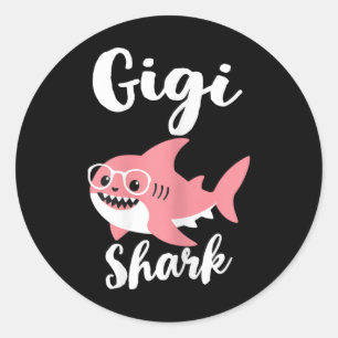 Adesivo Redondo Gigi Shark Dia de as mães Vovó Engraçado