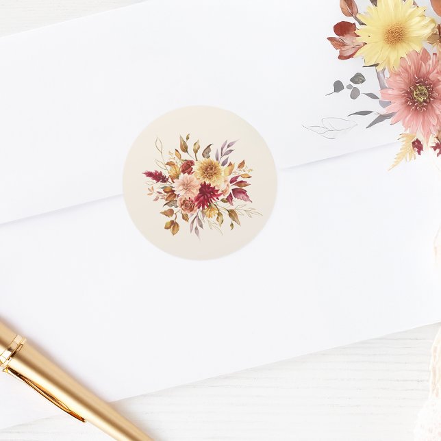 Adesivo Redondo Gilded Fall Terracotta Floral (Criador carregado)