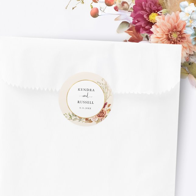 Adesivo Redondo Gilded Fall Terracotta Floral (Criador carregado)