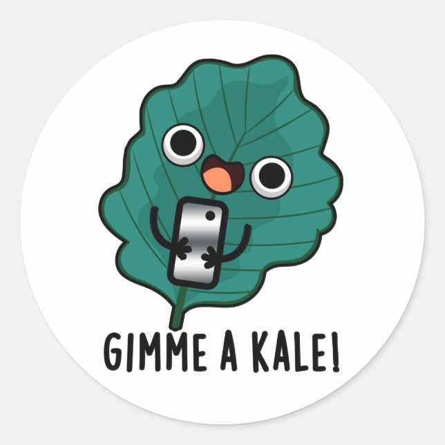 Adesivo Redondo Gimme A Kale Funny Veggie Pun (Frente)