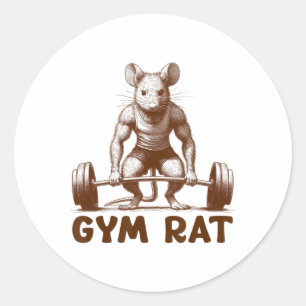 Adesivo Redondo Ginásio Rato Fitness Musculação Treino Divertido P