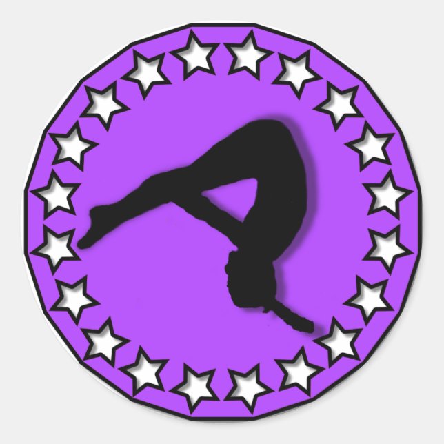 Adesivo Redondo Ginasta em roxo (Frente)