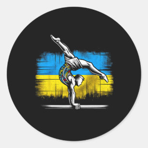 Adesivo Redondo Ginástica Artística Ucraniana Bandeira da Ucrânia 