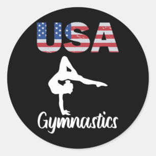 Adesivo Redondo Ginástica De Bandeiras Americanas No Tee Gymnast 4