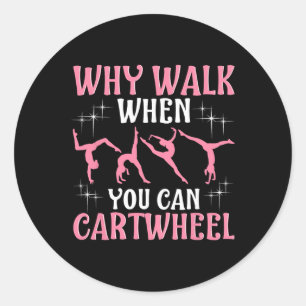 Adesivo Redondo Ginástica de Cartwheel Legal para Meninas - Preto,