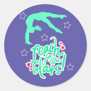 Adesivo Redondo Ginástica Tumbling Alcançar as Estrelas 