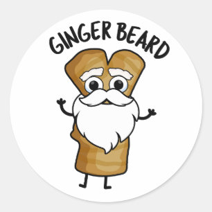 Adesivo Redondo Ginger Beard Funny Gingerbird Comida Pun