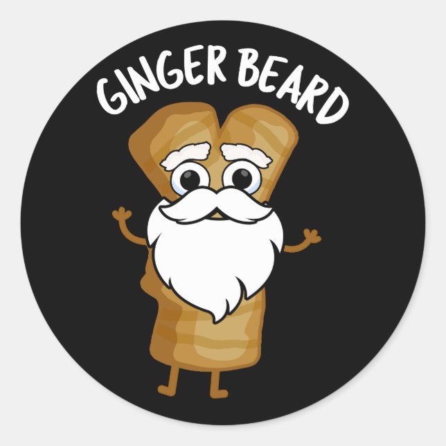 Adesivo Redondo Ginger Beard Funny Gingerbird Comida Pun Dark BG (Frente)