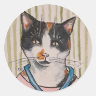 Adesivo Redondo Ginger Cat