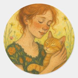 Adesivo Redondo Ginger Cat Mamãe Laranja Tabby