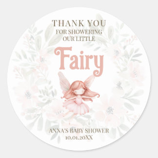 Adesivo Redondo Ginger Fairy Chá de fraldas Obrigado