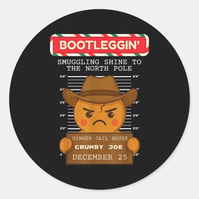 Adesivo Redondo Ginger Jailhouse Christmas Humor Gingerbread Coupl (Frente)