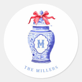 Adesivo Redondo Ginger Jar Monograma | Arco vermelho