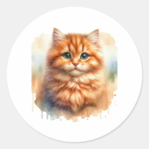 Adesivo Redondo Ginger Tabby Cat Classic T Shirt