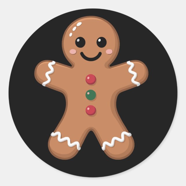Adesivo Redondo Gingerbird Man Christmas Cookie Baking Holiday (Frente)