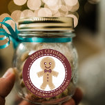 Adesivo Redondo Gingerbird Man from Christmas Kitchen Of<br><div class="desc">Adicione um pouco de alegria à sua época de férias com este adesivo de Natal personalizável! Com um gengibre alegre adorado com uma gravata vermelha, este adesivo é perfeito para personalizar seus produtos cozidos de Natal. O adesivo diz "Feliz Natal da cozinha de", que pode ser personalizado para o seu...</div>