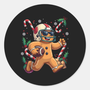Adesivo Redondo Gingerbird Man Jogando Futebol De Natal Xmas Ki