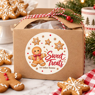 Adesivo Redondo Gingerbread Cookie Exchange Doce Presente para Lev
