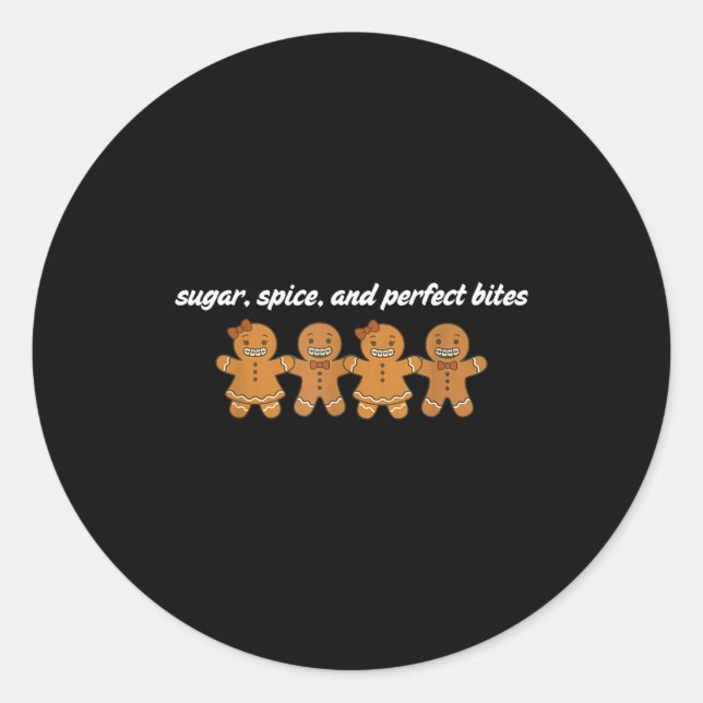 Adesivo Redondo Gingerbread Dental Christmas Ortho Squad Orthodont (Frente)