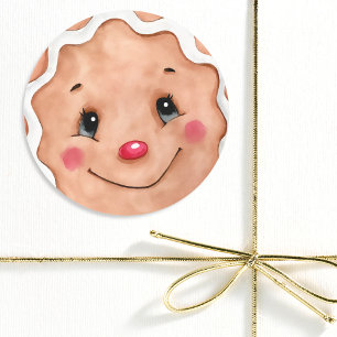 Adesivo Redondo Gingerbread Face De Gingerbread De Natal Bonito