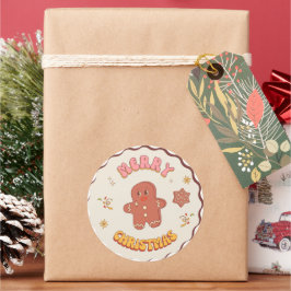 Adesivo Redondo Gingerbread Fofo - Design Festivo de Natal