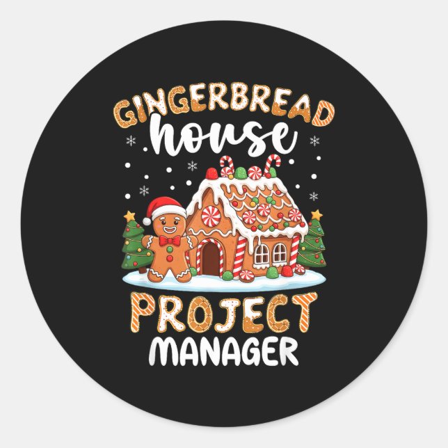 Adesivo Redondo Gingerbread House Project Manager Christmas Cookie (Frente)