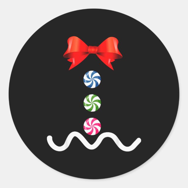 Adesivo Redondo Gingerbread Man Christmas Costume Cookie Baking  (Frente)