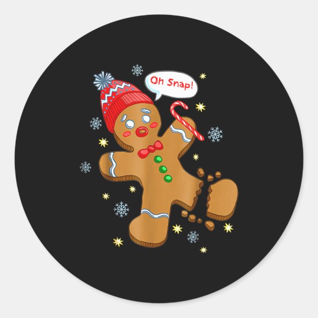 Adesivo Redondo Gingerbread Man Cookie Ugly Sweater Oh Snap Christ (Frente)
