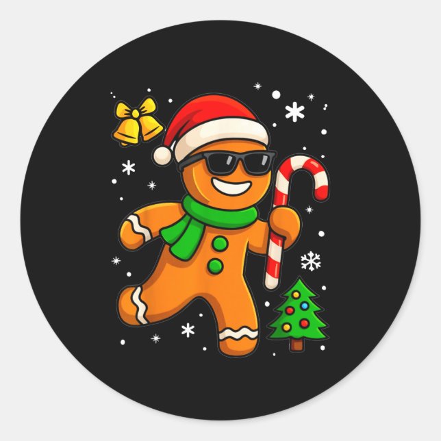 Adesivo Redondo Gingerbread Man Funny Christmas Cookie Costume Bak (Frente)