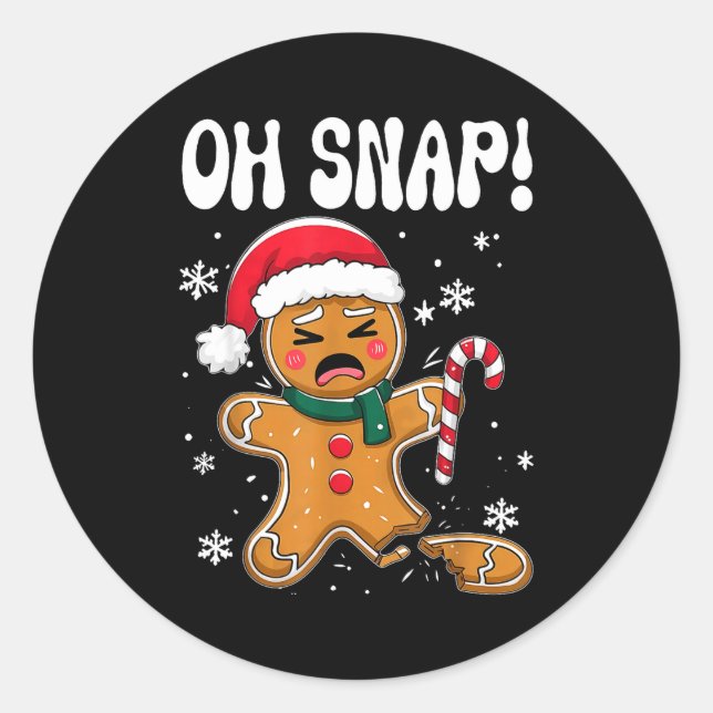 Adesivo Redondo Gingerbread Man Oh Snap Christmas Funny Cookie Bak (Frente)