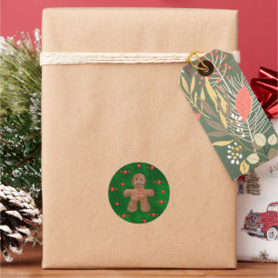 Adesivo Redondo Gingerbread Man on Green
