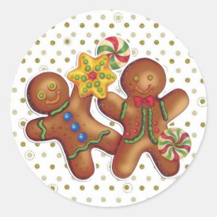 Adesivo Redondo Gingerbread Men