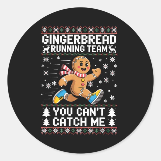 Adesivo Redondo Gingerbread Running Team Christmas Run Runner Funn (Frente)