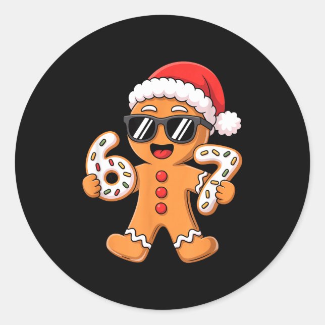 Adesivo Redondo Gingerbread Santa With Sungles Holding 67 Cookies  (Frente)
