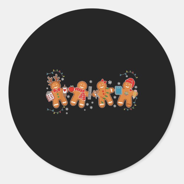 Adesivo Redondo Gingerbread Teacher Holiday For Teacher Staff Chri (Frente)